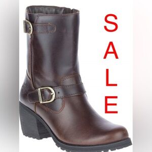 Brown Leather Boots Harley-Davidson Boots Mid Calf Boots Motorcycle Women’s Boot